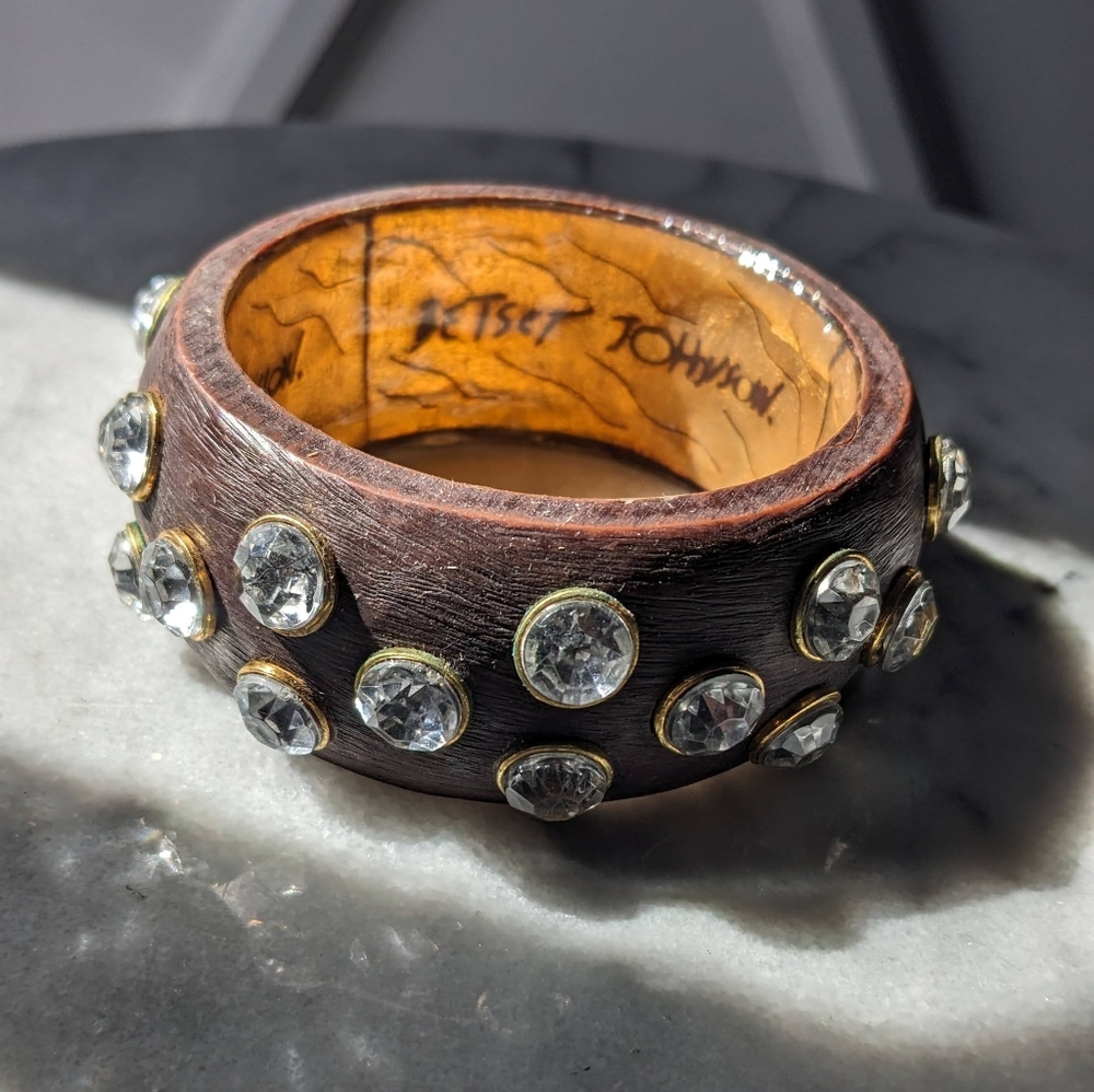 Betsey Johnson wooden bedazzled bangle